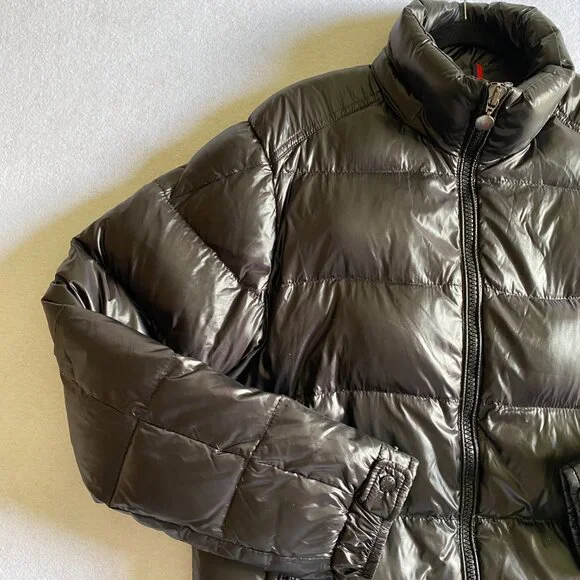 Moncler Maya Puffer Jacket Men's 5 Black Shiny Glossy Down Coat - Picture 6 of 16